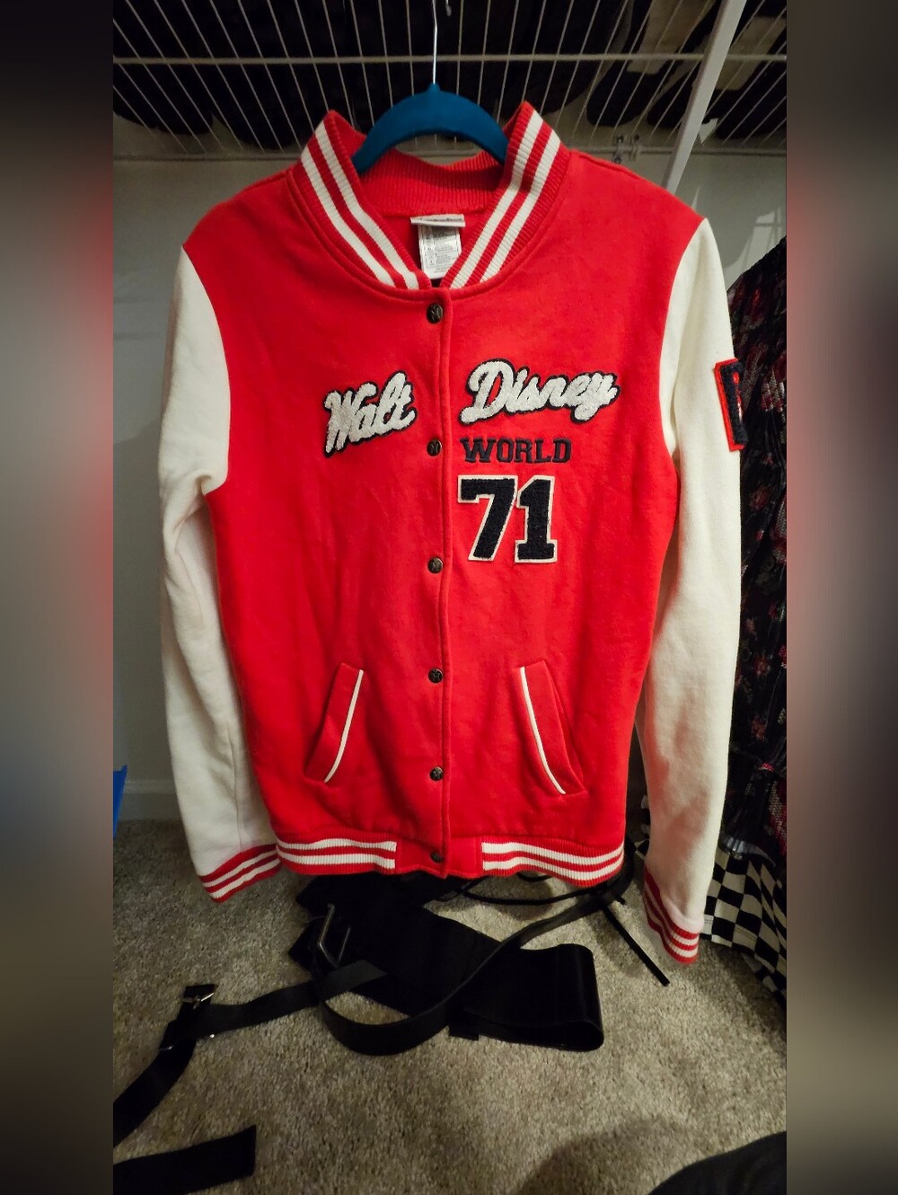 Disney Parks Walt Disney World 71 Mickey Mouse Varsity Jacket Adult L Red/White